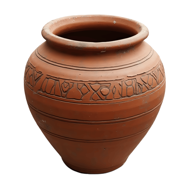 Free transparent PNG: Antique Terra-Cotta Pot with Ancient Markings PNG Transparent Background
