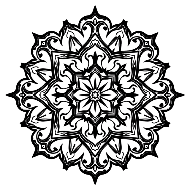 Free transparent PNG: Symmetrical Mandala Design with Intricate Patterns on Transparent Background