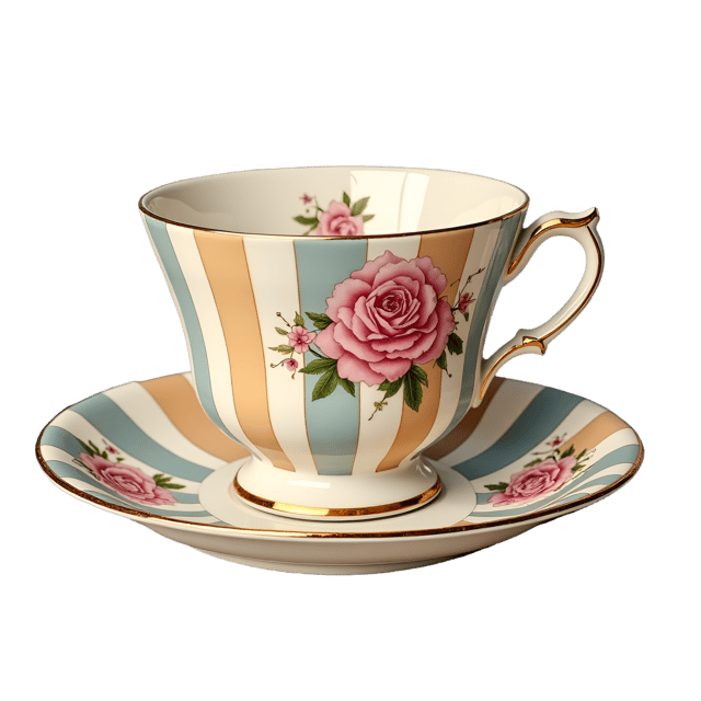 Free transparent PNG: Regency Stripe Tea Cup  Pastel Roses Clipart, free transparent png download
