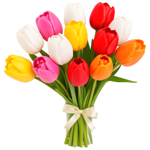 Free transparent PNG: Vibrant Tulip Bouquet PNG with Transparent Background for Creative Use