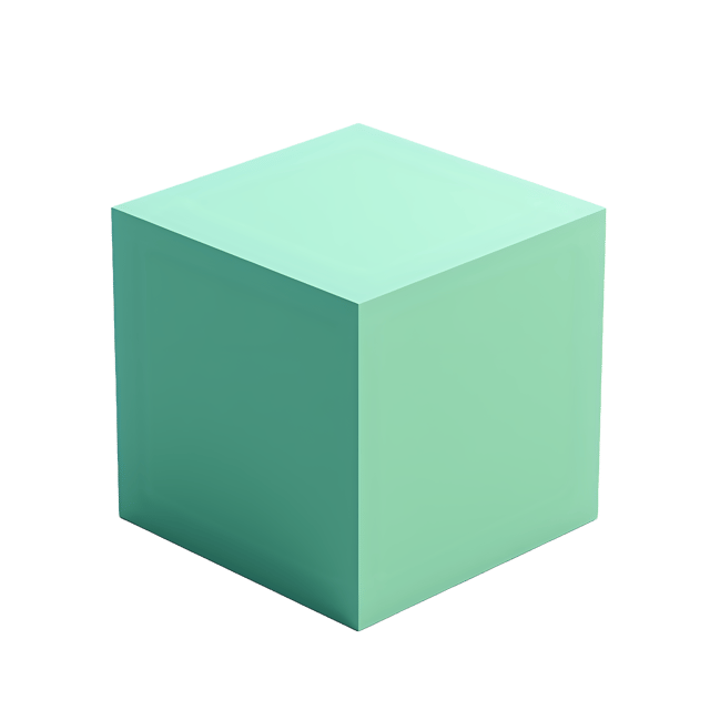 Free transparent PNG: Mint-Green Cube with Thoughtful Look PNG on Transparent Background