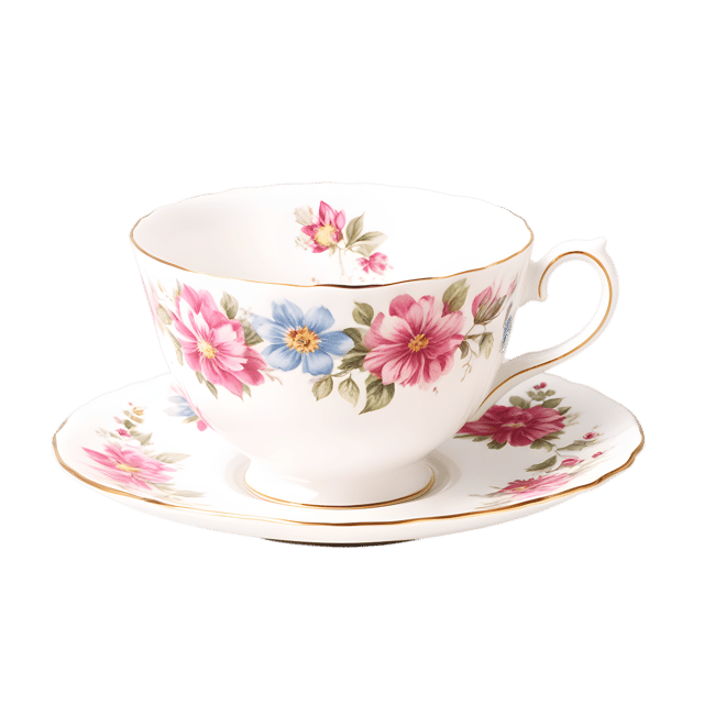 Free transparent PNG: Floral Teacup PNG Design for Elegant Tea Lovers and Decor