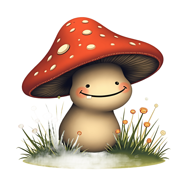 Free transparent PNG: Grinning Toadstool Hide-and-Seek PNG Illustration for Nursery and Craft Projects