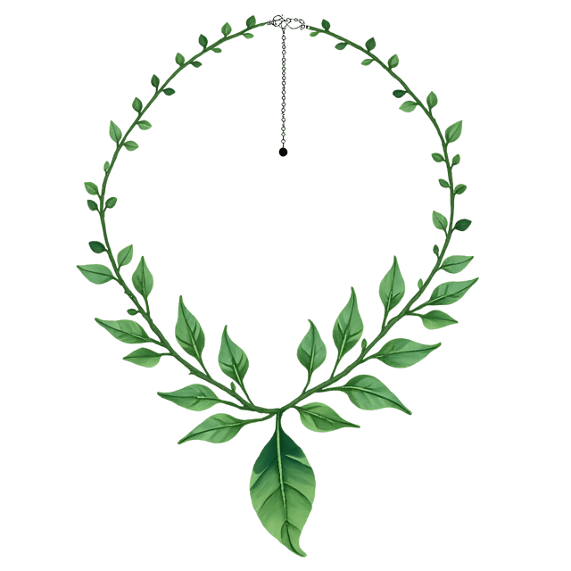 Free transparent PNG: Green Choker Necklace with Leaf Pendant PNG Design for Jewelry and Accessory Illustrations