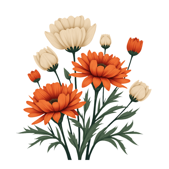 Free transparent PNG: Copper Chrysanthemums with Ivory Tulips  Free Floral Clipart PNG Download