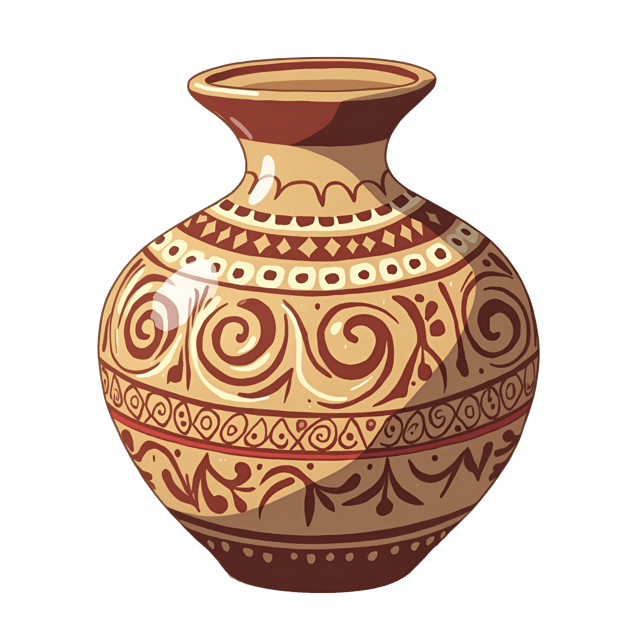Free transparent PNG: Hand-Painted Ceramic Vase with Swirling Desert Sand Design