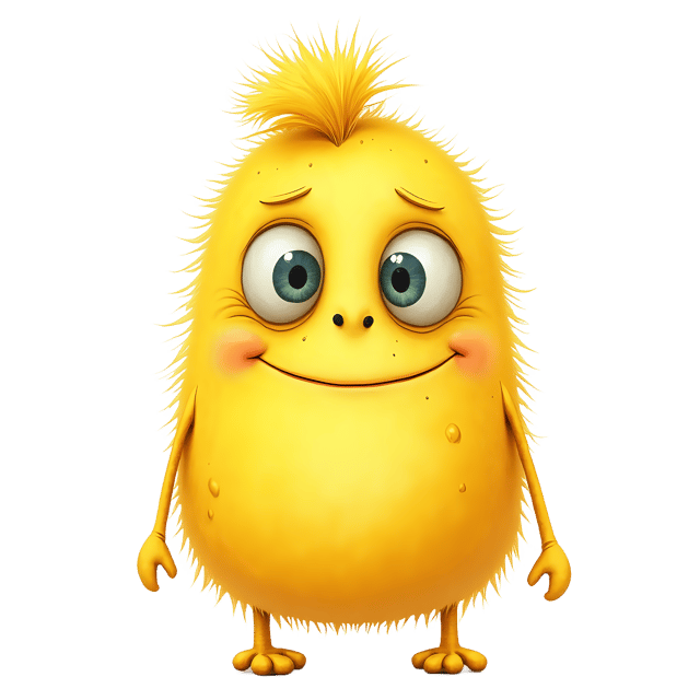 Free transparent PNG: Lemon Yellow Monster with Googly Eyes and Fuzzy Pompadour PNG Illustration