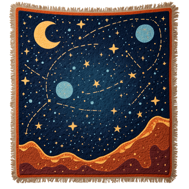 Free transparent PNG: Handcrafted Woolen Tapestry with Celestial Constellations - Beautiful Illustration Clipart