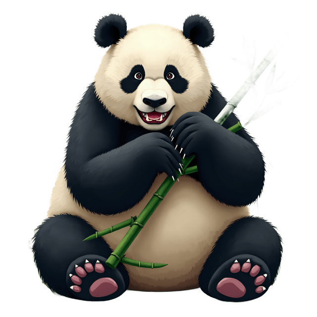 Free transparent PNG: Gentle Giant Panda Munching on Bamboo - Transparent PNG Background