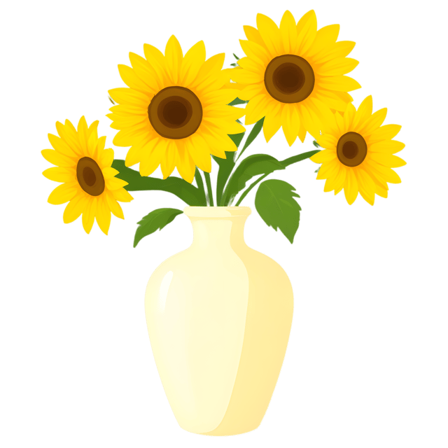 Free transparent PNG: Sunflowers in Transparent Vase PNG Design for Floral and Nature Imagery