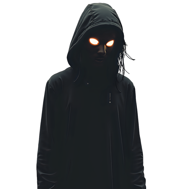 Free transparent PNG: Mysterious Dark Figure with Glowing Eyes PNG Transparent Background
