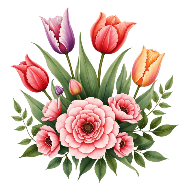 Free transparent PNG: Regency Stripe Tulip and Rose Arrangement  Garden Clipart, free download png