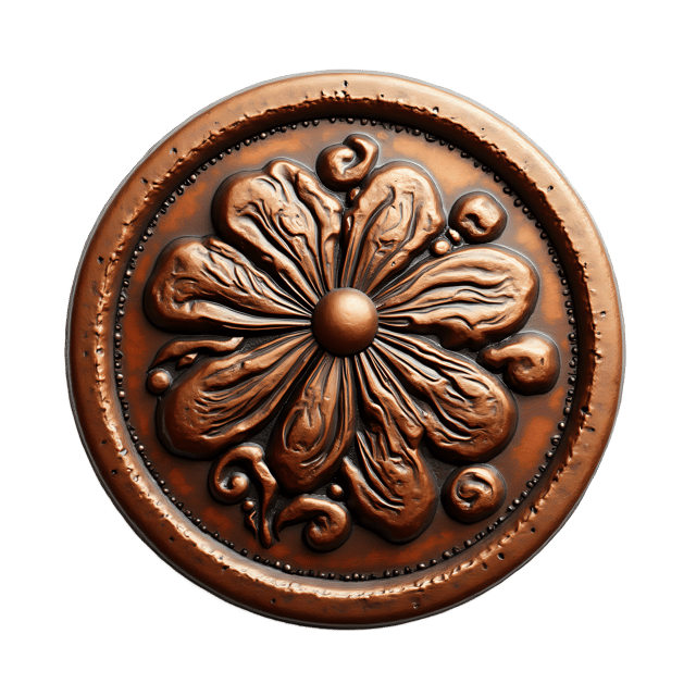 Free transparent PNG: Copper Button with Floral Swirl Engraving  Free Downloadable PNG