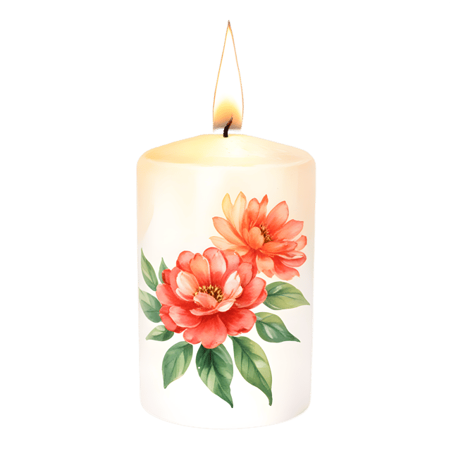 Free transparent PNG: Floral Candle PNG with Transparent Background for Elegant Decor
