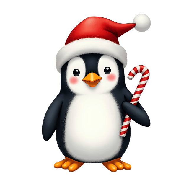 Free transparent PNG: Black and White Penguin in Santa Hat PNG with Transparent Background for Holiday Crafts