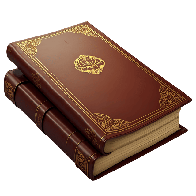 Free transparent PNG: Vintage Leather-Bound Book with Gold Embossing and Aged Pages