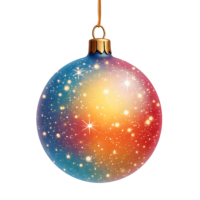 Free transparent PNG: Colorful Glass Bauble with Gold and Silver Sparkles PNG