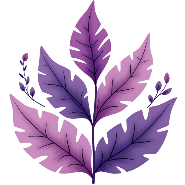 Free transparent PNG: Dusky Purple Leaves Watercolor Illustration with Whimsical Cute Style