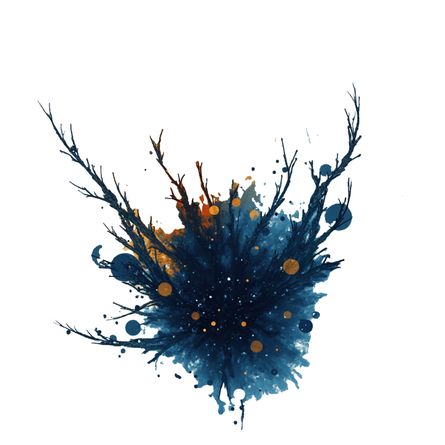 Free transparent PNG: Goldenrod and Indigo Droplets Surreal Abstract Artwork for Modern Decor and Creative Projects