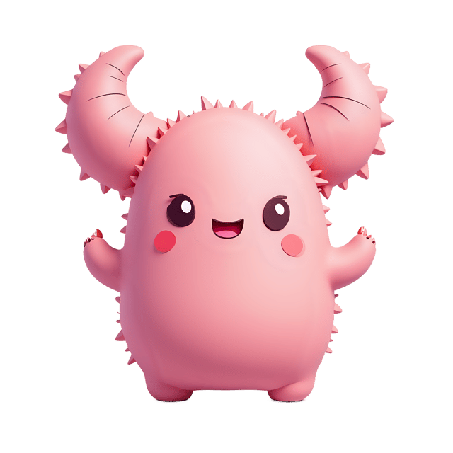 Free transparent PNG: 14 Pastel Pink Monster with Fluffy Textured Ears PNG for Cute and Playful Design Elements