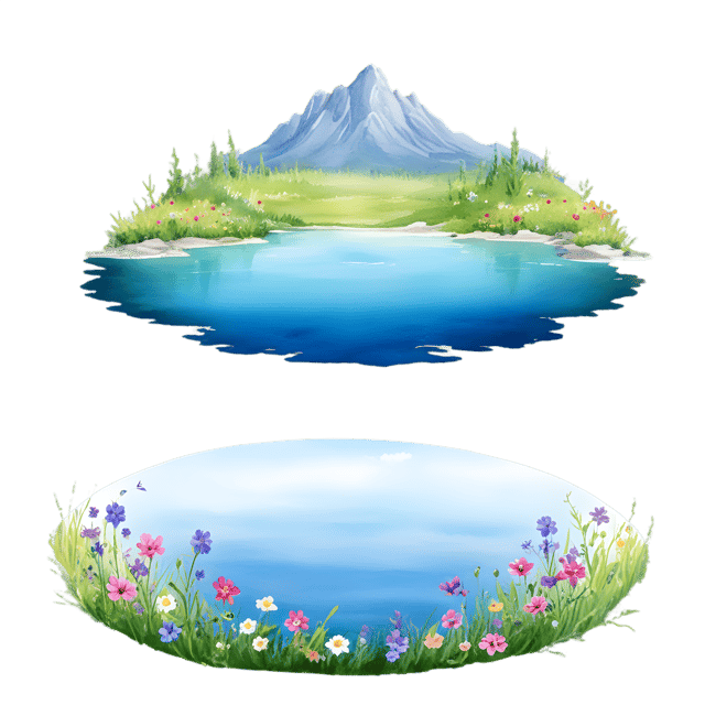 Free transparent PNG: Serenity Lake with Wildflowers PNG Background for Nature-Inspired Design