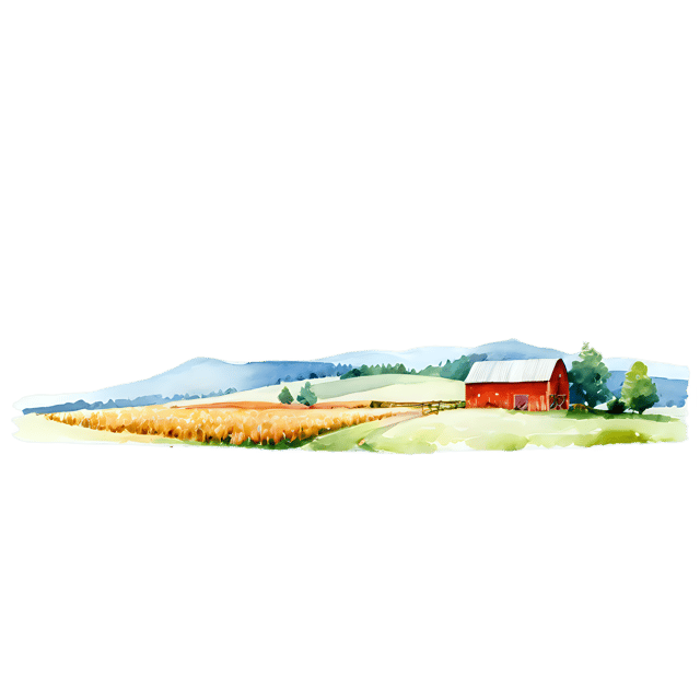 Free transparent PNG: Watercolor Farm Scene Transparent PNG - Gentle Illustration for Crafts & Decor