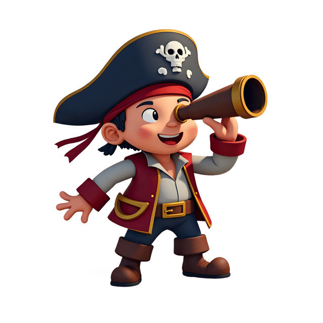Free transparent PNG: Pirate Looking Through Spyglass PNG Download  Nautical Themed Clipart for Kids  Creative Projects