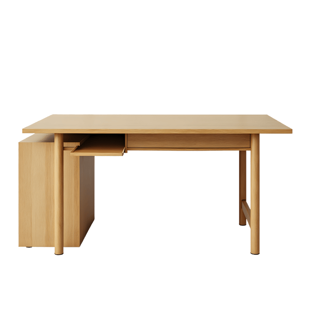 Free transparent PNG: Bamboo Desk PNG with Minimalist Design and Integrated Storage for Modern Workspace Decor