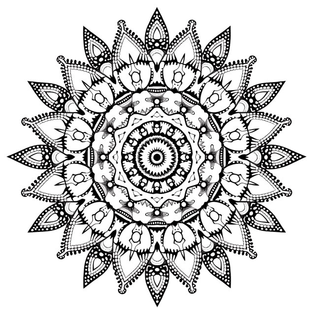 Free transparent PNG: Symmetrical Mandala with Tiny Dots on White Background - Detailed PNG Illustration