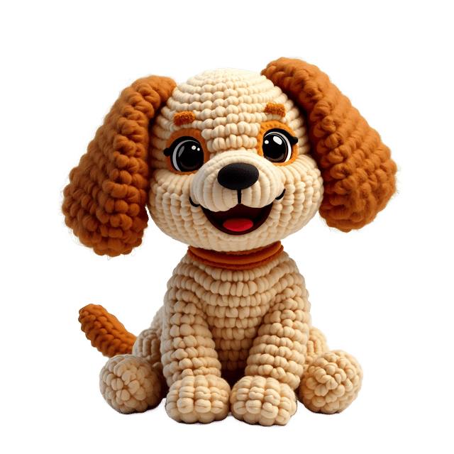 Free transparent PNG: Smiling Crocheted Dog with Floppy Ears PNG Image for Crafts and Clipart