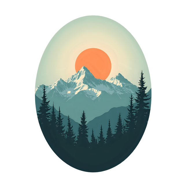 Free transparent PNG: Peaceful Mountain Scene Glass Encased PNG with Transparent Background