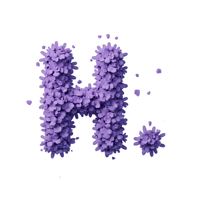 Free transparent PNG: Lavender Flowers Spelling H - Transparent PNG Design for Decorative and Craft Uses