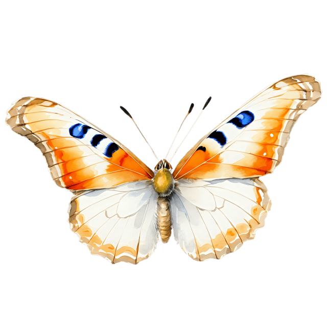 Free transparent PNG: White Peacock Butterfly Watercolor Style Transparent PNG - Gentle Clipart for Artists and Designers