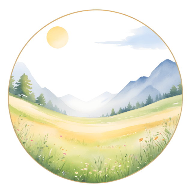 Free transparent PNG: Serenity in a Golden Circle A Tranquil Meadow Scene with Radiant Light