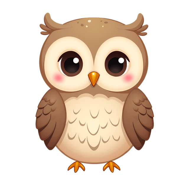 Free transparent PNG: Delicate Owl Clipart with Soft Brown Feathers and Large Round Eyes