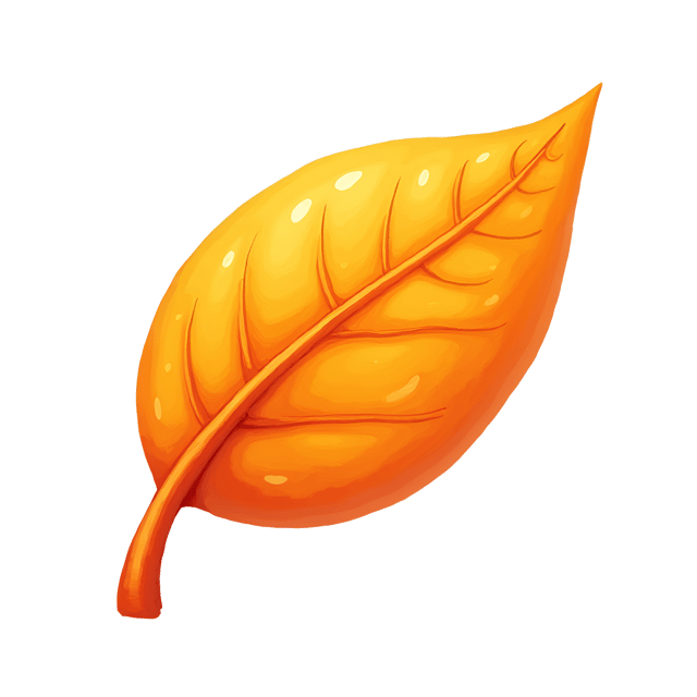 Free transparent PNG: Bright Orange Leaf with Sharp Edges and Shimmering Surface Watercolor Illustration