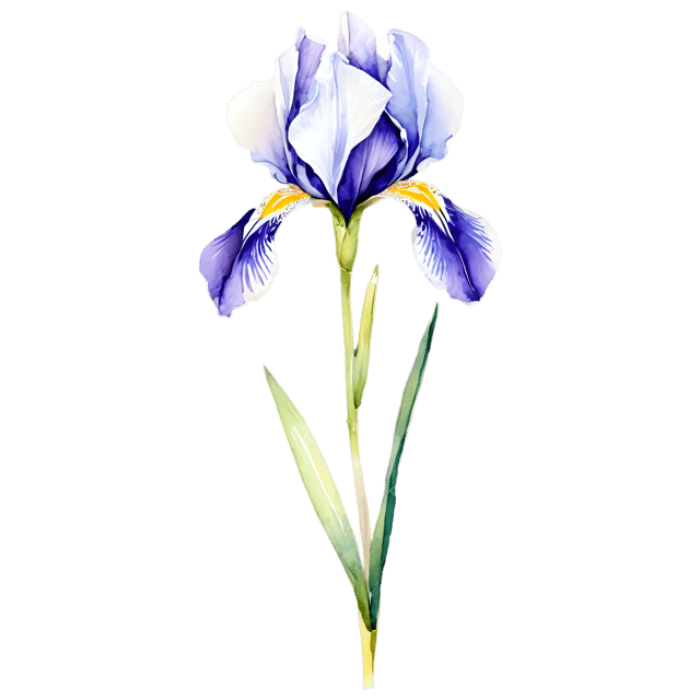 Free transparent PNG: Transparent Watercolor Iris Flower PNG – Gentle Illustration for Floral Designs