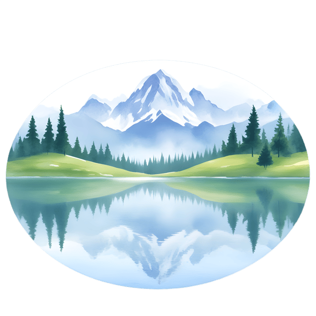 Free transparent PNG: Misty Mountains and Lake Reflection PNG Transparent Background