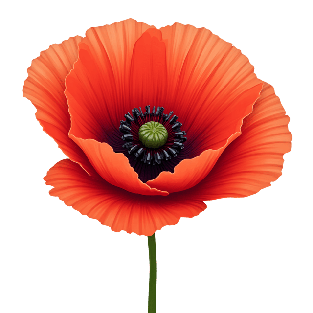 Free transparent PNG: Bright Red Poppy Clipart with Black Center for Illustration and Decor
