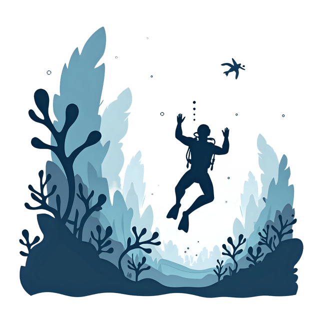 Free transparent PNG: Diver Silhouette Near Coral Ridge  Underwater Exploration Clipart, free downloadable png