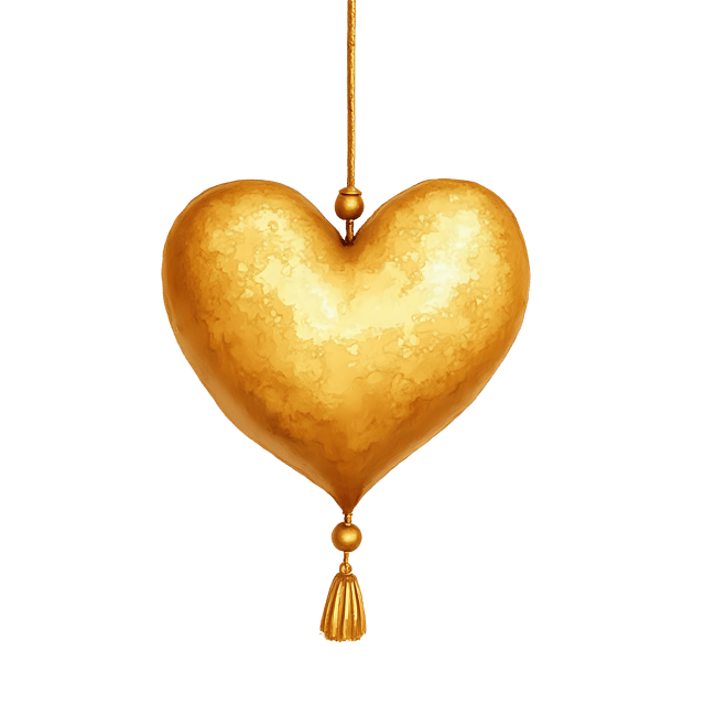 Free transparent PNG: Gold Hanging Ornament with Heart Shape  Free PNG Download