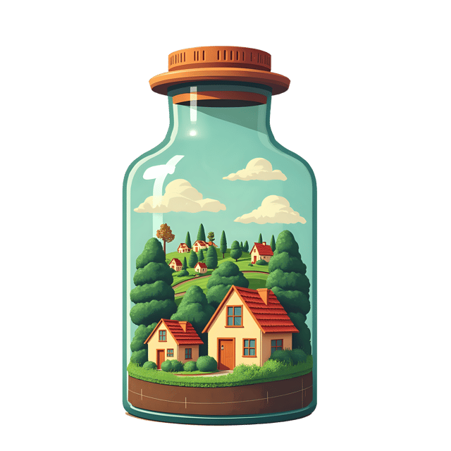 Free transparent PNG: Suburban Neighborhood in a Bottle Transparent PNG Design