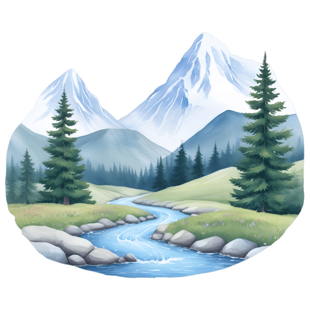 Free transparent PNG: Serene Mountain Valley with Transparent Background PNG