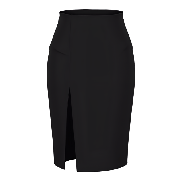 Free transparent PNG: Sleek Black Pencil Skirt with High Slit and Slit Pockets - Realistic Illustration