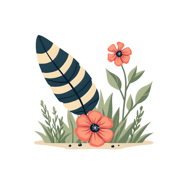 Free transparent PNG: Striped Bird Feather with Faded Flower  Nature Clipart, free transparent png download