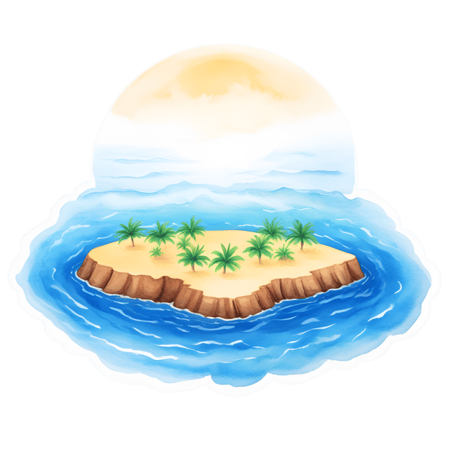 Free transparent PNG: Gentle Waves Embracing an Island PNG with Transparent Background