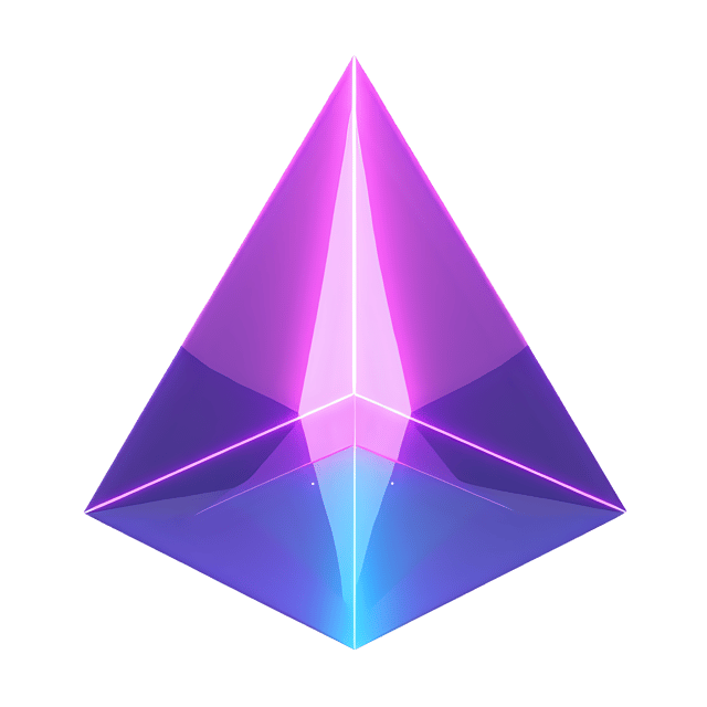 Free transparent PNG: Glowing Geometric Prism Art in Purple, Pink, and Blue with Transparent Background