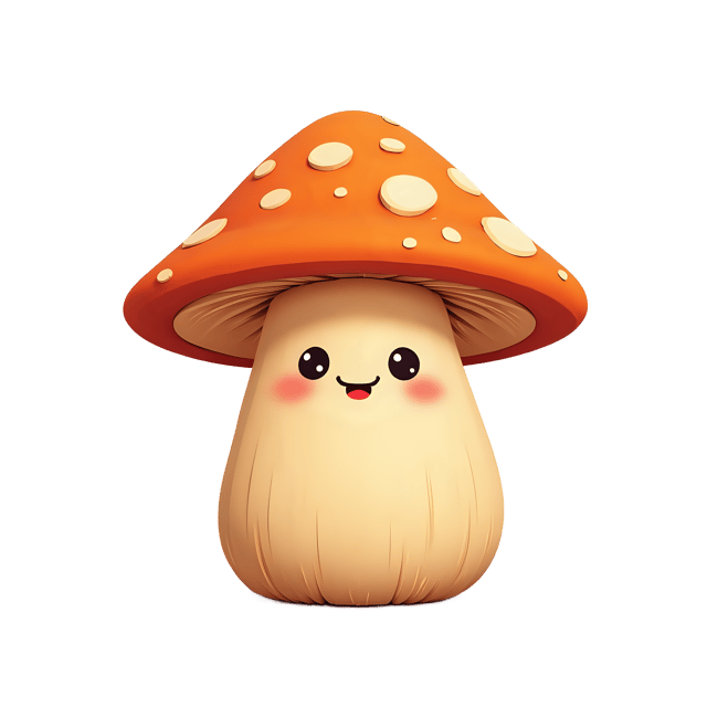 Free transparent PNG: Adorable Orange Mushroom with Heart-Shaped Cap PNG