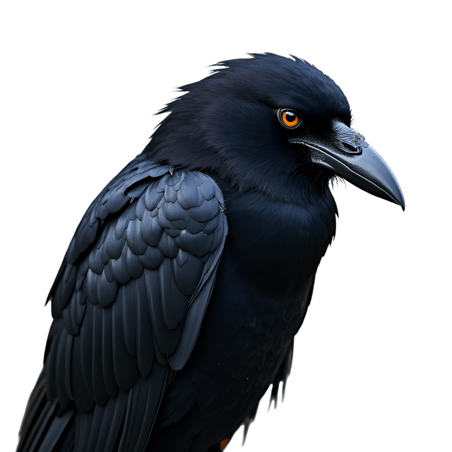 Free transparent PNG: Raven Illustration with Shiny Black Feathers and Intense Eyes