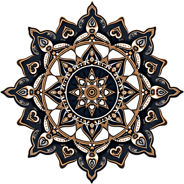 Free transparent PNG: Symmetrical Mandala with Intricate Knotwork and Traditional Designs on Transparent Background
